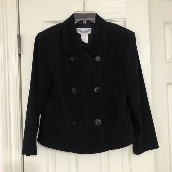 Vtg  Jessica Howard  Velvet Double Breasted Blazer Size S Black Dark Acad… - Picture 6 of 8